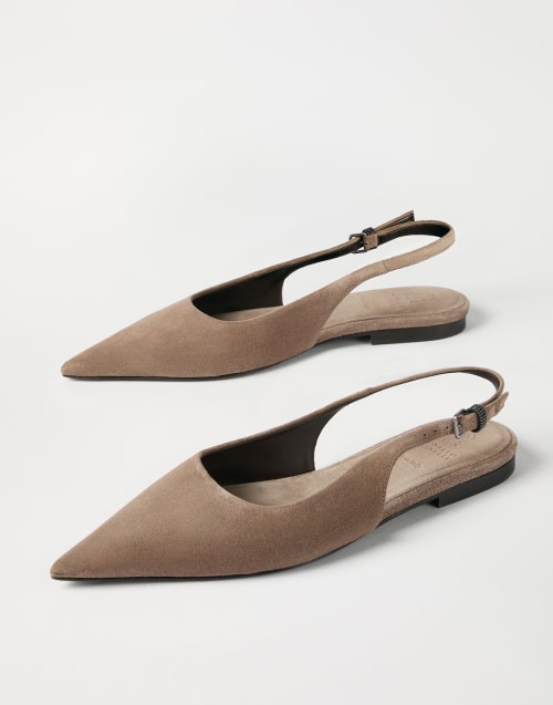 Suede slingback flats Brown Woman - Brunello Cucinelli