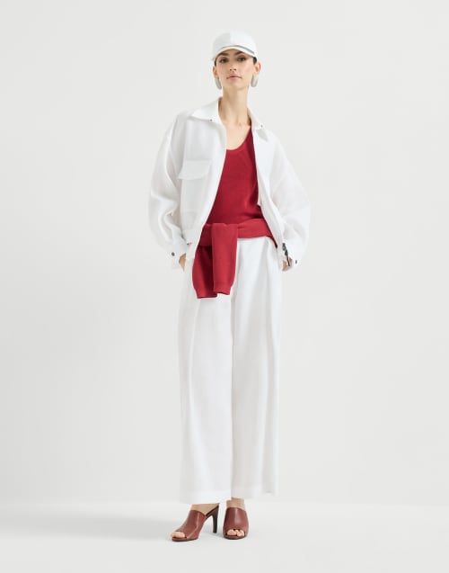 Haut en maille de coton Rouge rubis Femme - Brunello Cucinelli