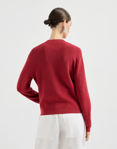 棉质对襟衫 红宝石色 女款 - Brunello Cucinelli