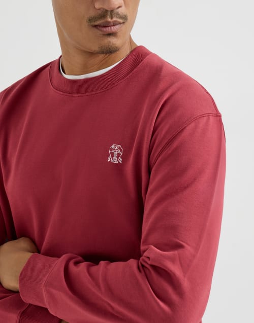 棉摇粒绒卫衣 樱桃色 男款 - Brunello Cucinelli