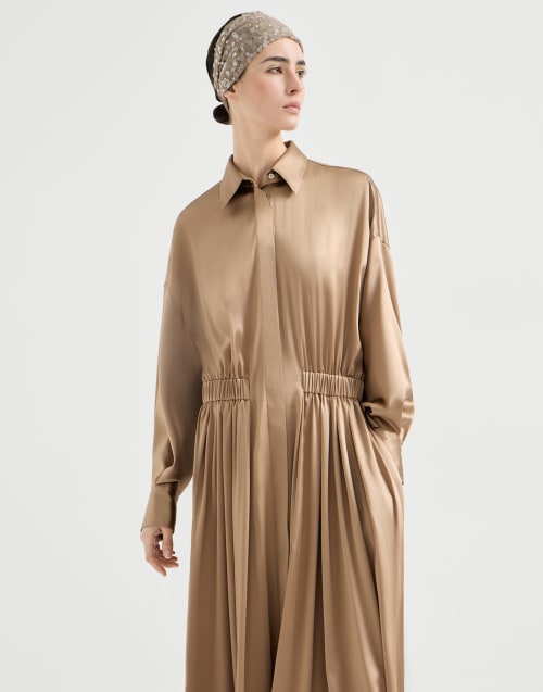 Satin dress Chocolate Woman - Brunello Cucinelli