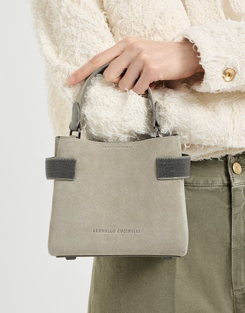 Borsa Top-Handle Essence piccola Khaki Donna - Brunello Cucinelli