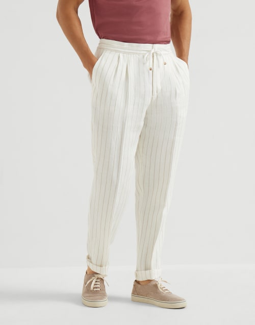 斜纹面料长裤 巴拿马色 男款 - Brunello Cucinelli