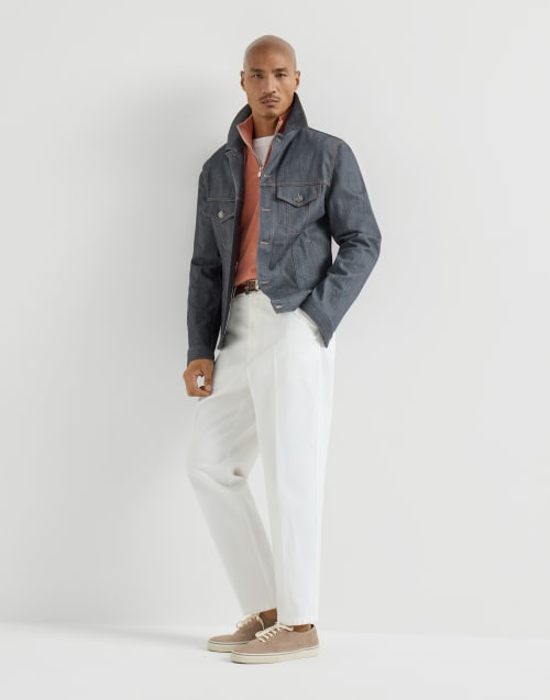 Cashmere sweater with half zip Apricot Man - Brunello Cucinelli