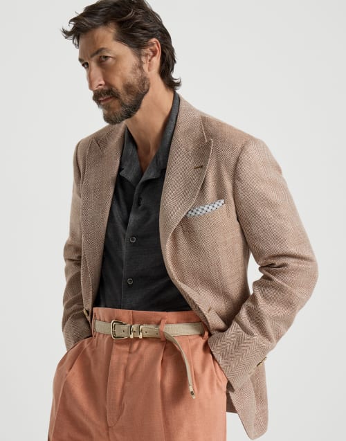 Veste déstructurée à chevrons Abricot Homme - Brunello Cucinelli