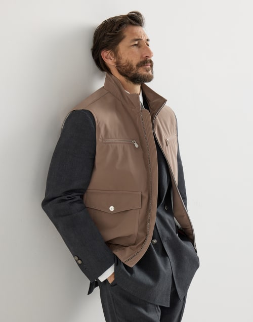 夹袄尼龙马甲 榛子色 男款 - Brunello Cucinelli