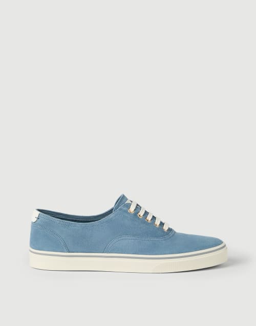 Reversed calfskin sneakers Azure Man - Brunello Cucinelli
