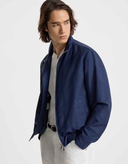 Pinstripe fresco outerwear jacket Blue Man - Brunello Cucinelli