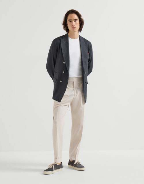 Reversed calfskin sneakers Lignite Grey Man - Brunello Cucinelli