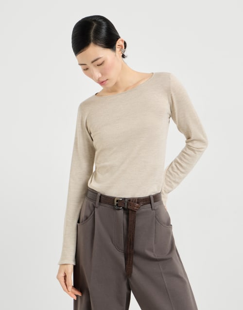 Maglia in cashmere e seta Sparkling Deserto Donna - Brunello Cucinelli