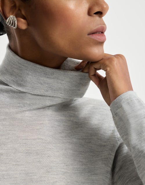 Cashmere and silk sweater Light Grey Woman - Brunello Cucinelli