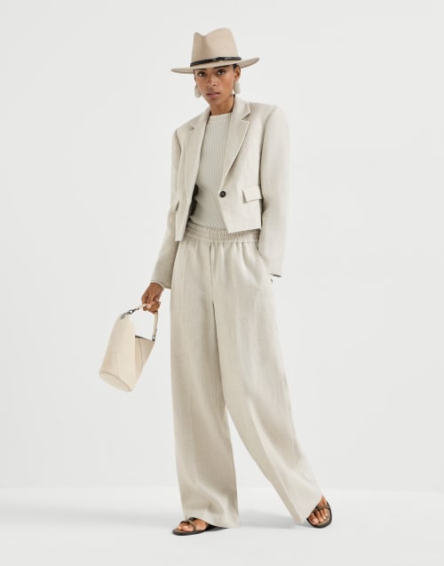 Pull en cachemire et soie brillante Blanc Femme - Brunello Cucinelli