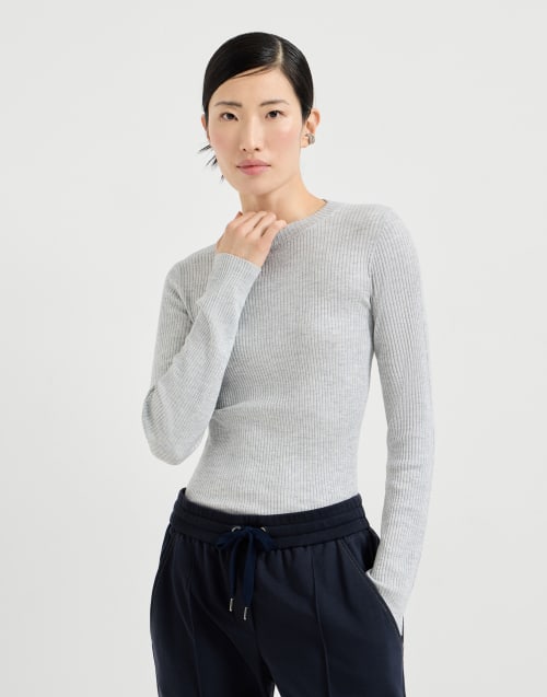 Джемпер из кашемира и шелка Sparkling Светло-Серый Женщина - Brunello Cucinelli