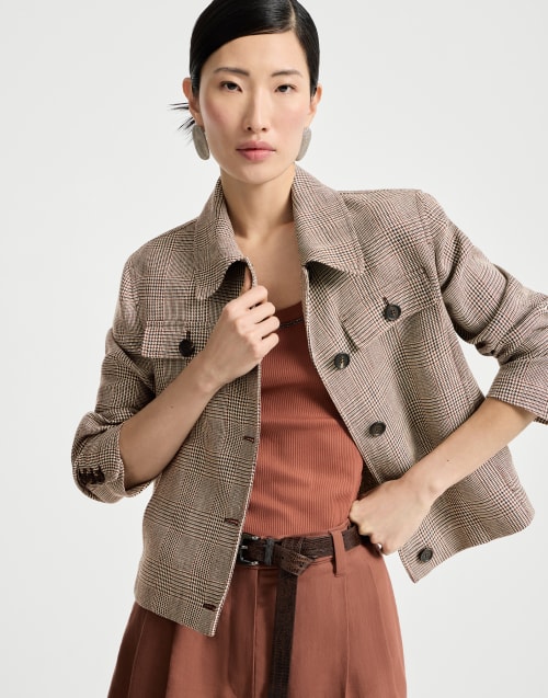 Prince of Wales blazer Light Brown Woman - Brunello Cucinelli