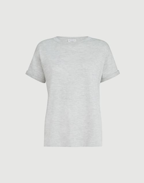 Jersey ligero de cachemir y seda Gris Claro Mujer - Brunello Cucinelli