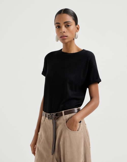 Cashmere and silk lightweight sweater Black Woman - Brunello Cucinelli