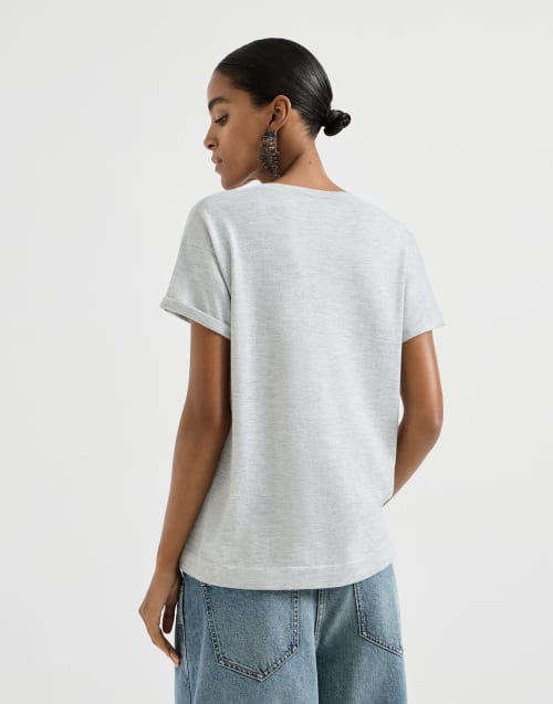 Jersey ligero de cachemir y seda Gris Claro Mujer - Brunello Cucinelli