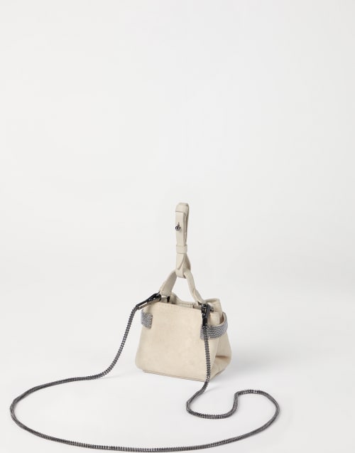 Suede Top-Handle Essence bag Ivory Woman - Brunello Cucinelli