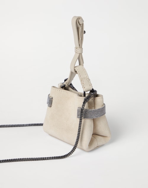 Suede Top-Handle Essence bag Ivory Woman - Brunello Cucinelli