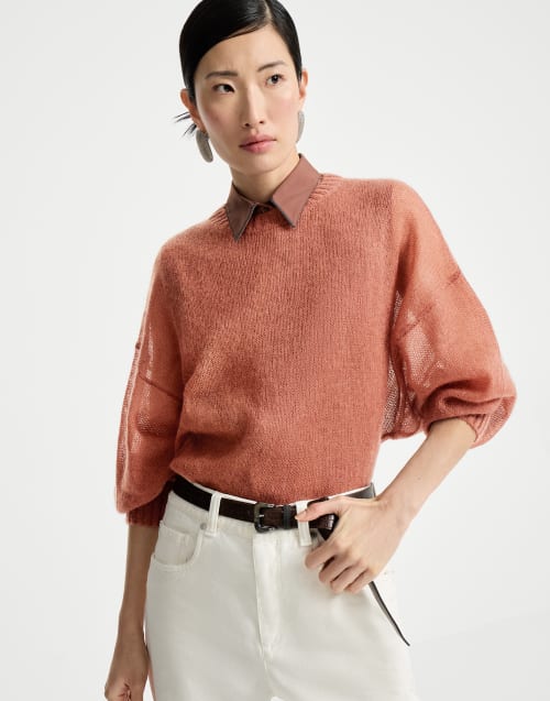 Mohair and wool sweater Orange Woman - Brunello Cucinelli