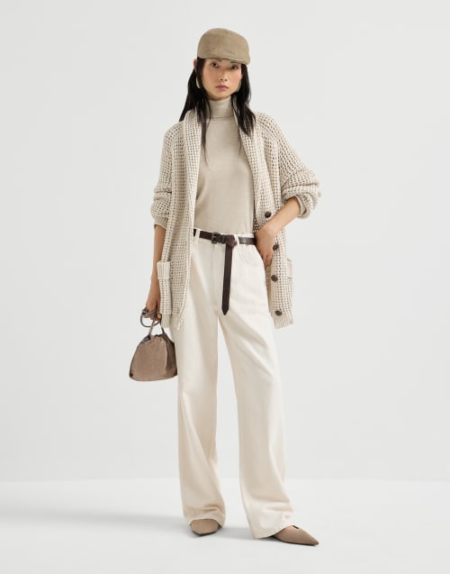 Jersey de cachemir y seda Sparkling Beige Claro Mujer - Brunello Cucinelli