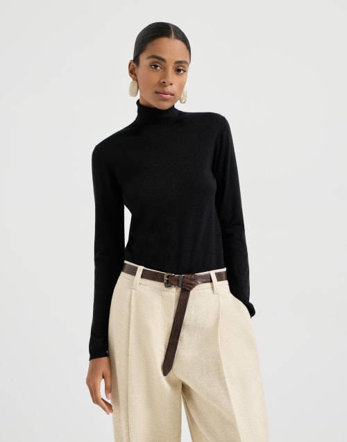 Cashmere and silk Sparkling sweater Black Woman - Brunello Cucinelli