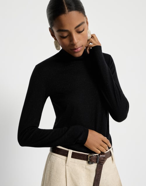 Cashmere and silk Sparkling sweater Black Woman - Brunello Cucinelli