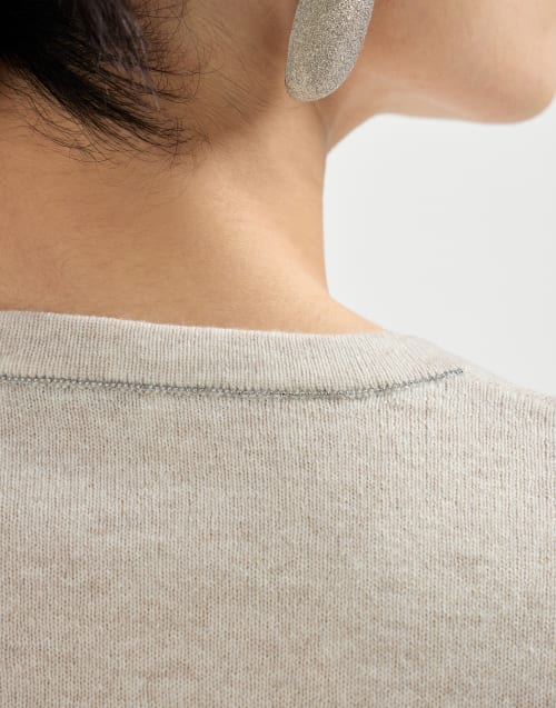 Cashmere sweater with monili Oyster Woman - Brunello Cucinelli