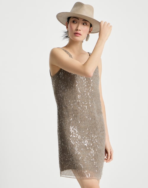 Mini dress with dazzling embroidery Rope Woman - Brunello Cucinelli