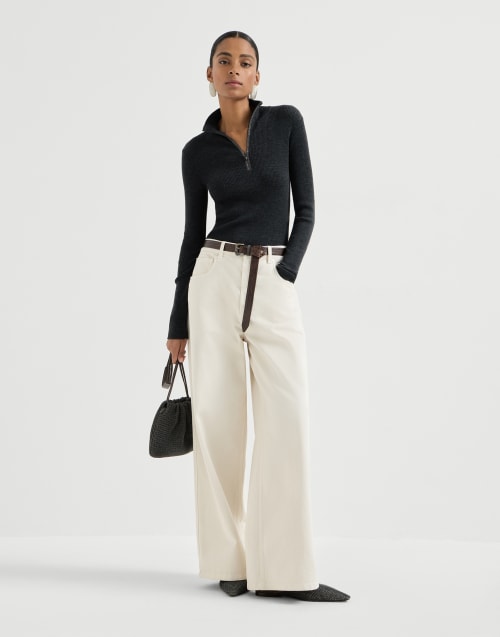 Pull en laine vierge et cachemire Anthracite Femme - Brunello Cucinelli