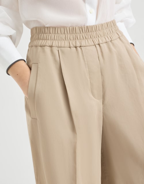 Pantalone Loose Track Beige Donna - Brunello Cucinelli