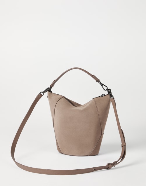 BC Duo bucket bag in suede Light Brown Woman - Brunello Cucinelli