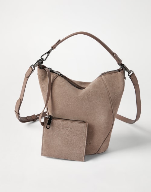BC Duo bucket bag in suede Light Brown Woman - Brunello Cucinelli