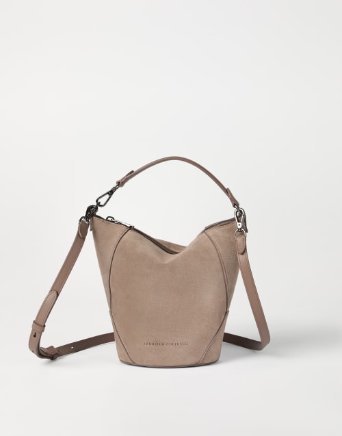 BC Duo bucket bag in suede Light Brown Woman - Brunello Cucinelli