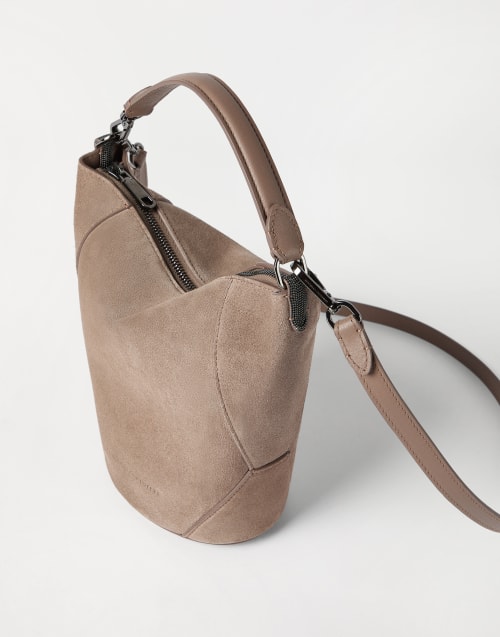 BC Duo bucket bag in suede Light Brown Woman - Brunello Cucinelli