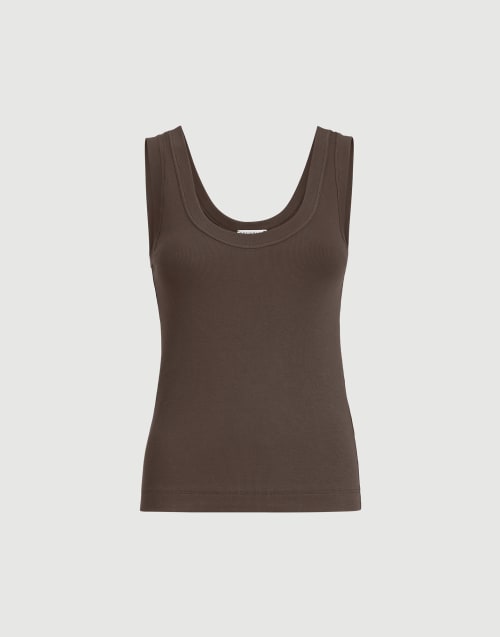 Haut en jersey côtelé Marron Femme - Brunello Cucinelli