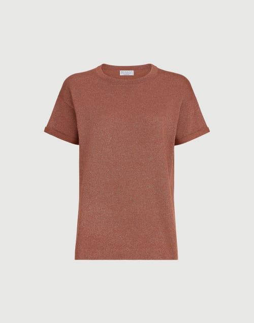 Jersey ligero de cachemir y seda Rojo Ladrillo Mujer - Brunello Cucinelli