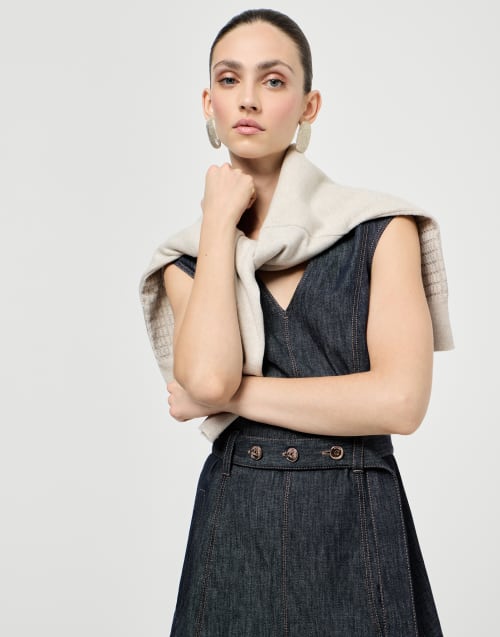 Abito Flared in twill Denim Donna - Brunello Cucinelli