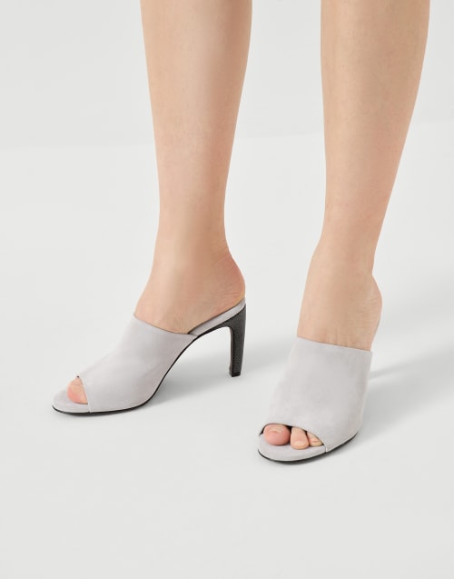 Zapatos de tacón en piel de ante Gris Mujer - Brunello Cucinelli