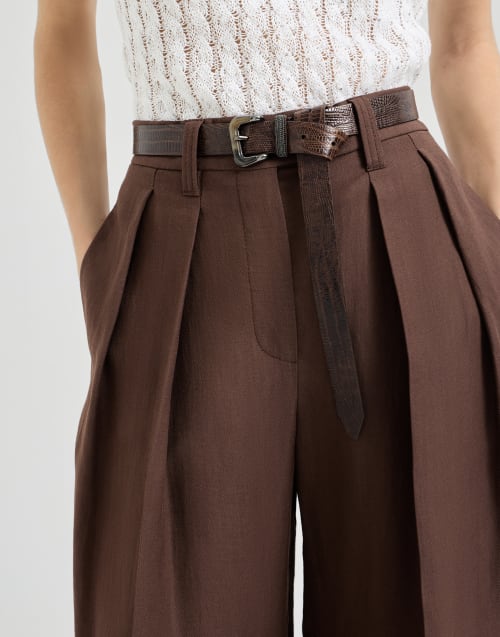 Sartorial Wide trousers Cocoa Woman - Brunello Cucinelli