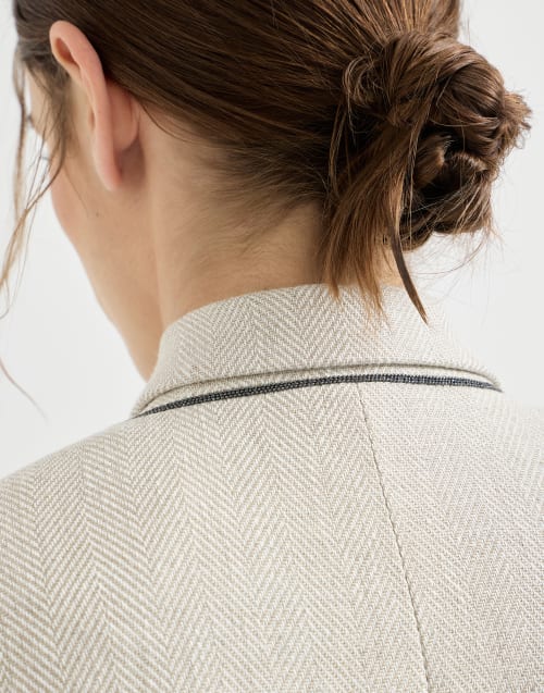 Chevron cropped blazer Beige Woman - Brunello Cucinelli