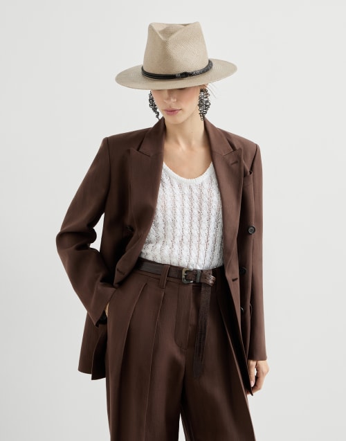 Veste en sergé Fluid Cacao Femme - Brunello Cucinelli
