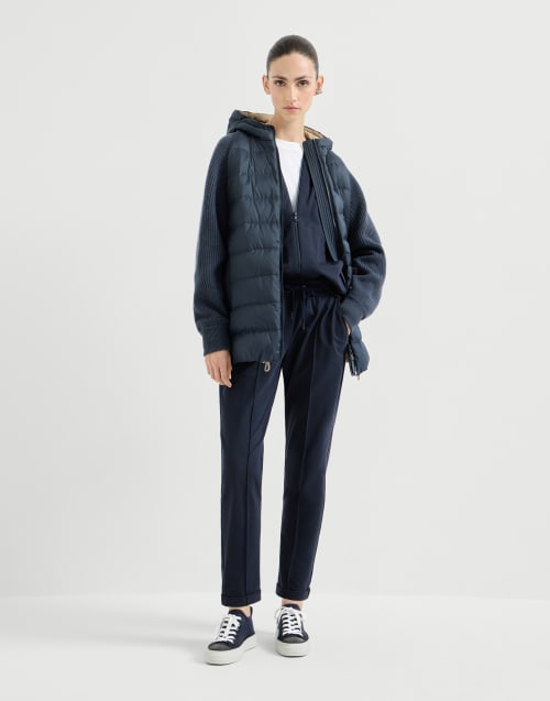 Nylon hooded down jacket Blue Woman - Brunello Cucinelli