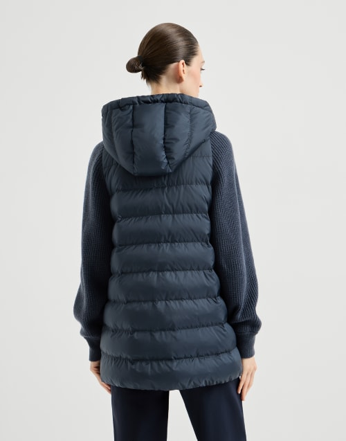 Nylon hooded down jacket Blue Woman - Brunello Cucinelli