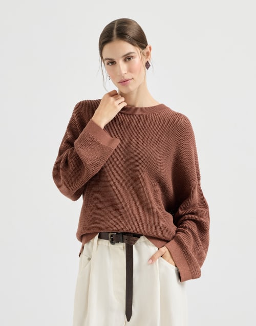 Sparkling net sweater Firebrick Woman - Brunello Cucinelli