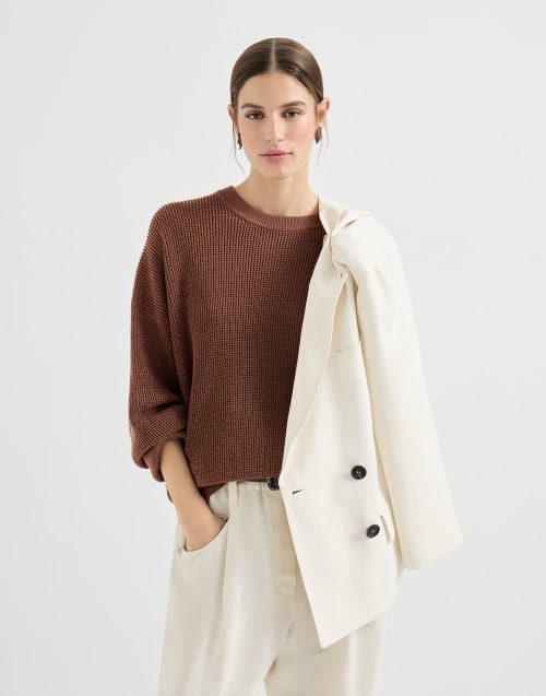 Sparkling net sweater Firebrick Woman - Brunello Cucinelli