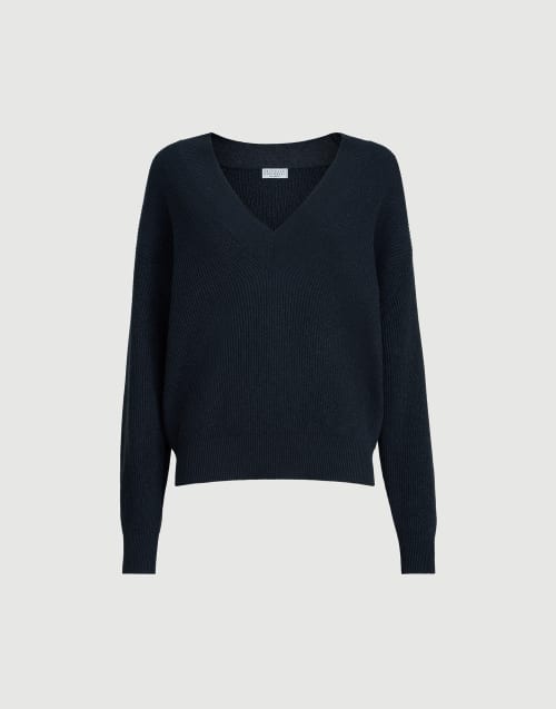 Sparkling cashmere sweater Blue Woman - Brunello Cucinelli