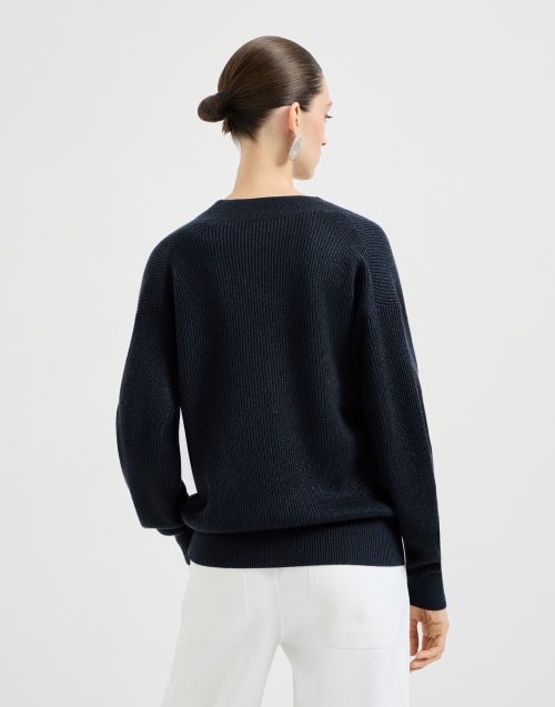 Sparkling cashmere sweater Blue Woman - Brunello Cucinelli