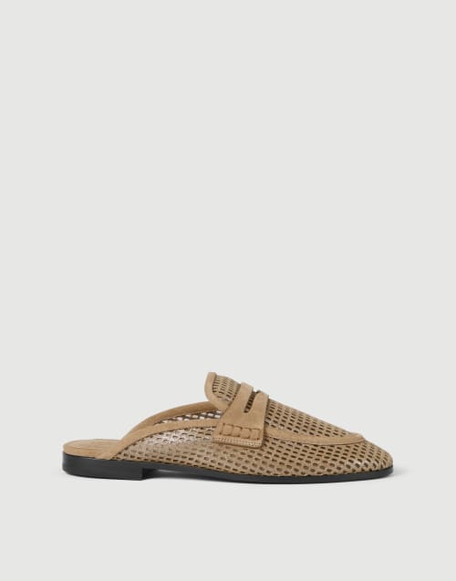 Sparkling net mules in leather Brown Woman - Brunello Cucinelli