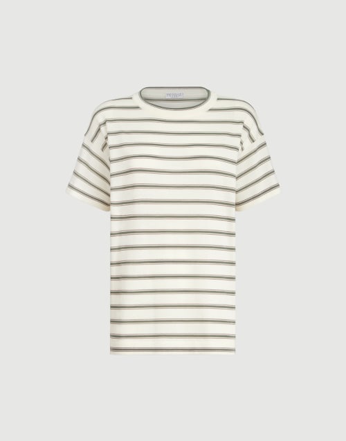 Sparkling Stripe-T-Shirt Panama Damen - Brunello Cucinelli